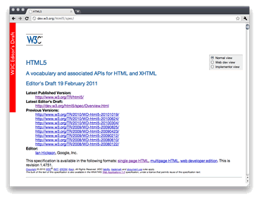 HTML5 specification screenshot